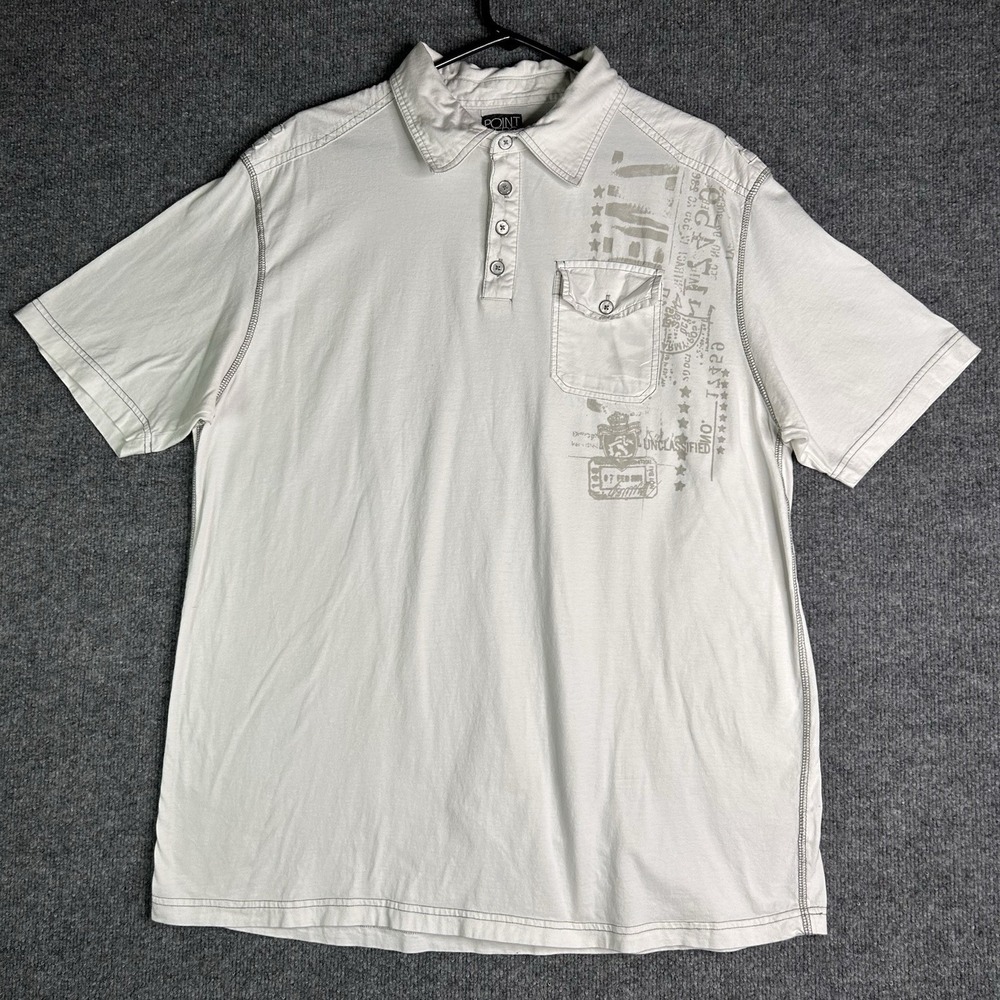 Point Zero Mens‎ Polo Shirt Size 2xl Y2k White Pocket